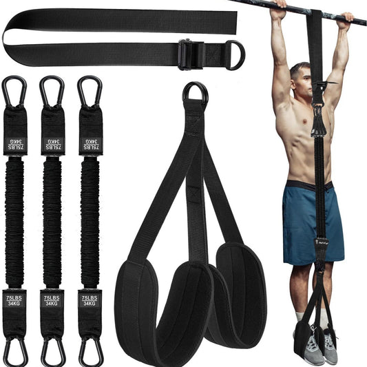 Heavy Duty Pull Up Assistance Bands - Adjustable Resistance Bands with Fabric Feet/Knee Rest for Strength Training and Pull Up Bar Support