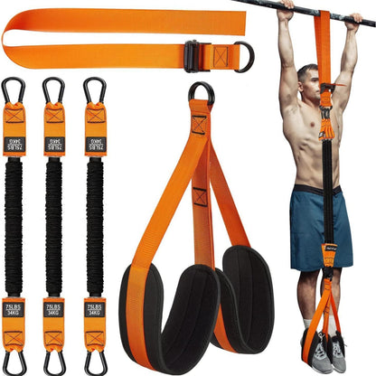 Heavy Duty Pull Up Assistance Bands - Adjustable Resistance Bands with Fabric Feet/Knee Rest for Strength Training and Pull Up Bar Support